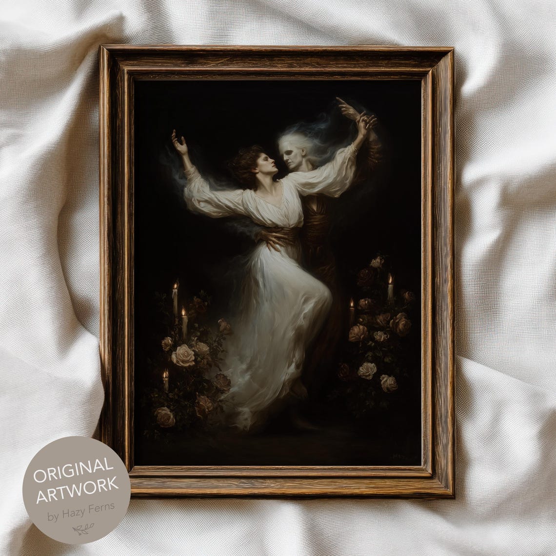 Ghostly Haunting Lovers Dance Gothic Romantic Candlelit Art Poster
