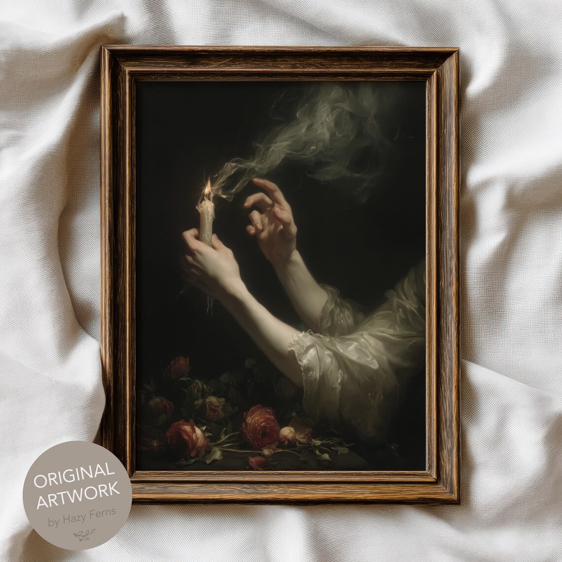 Pale Hands With Roses Gothic Still Life Art Print