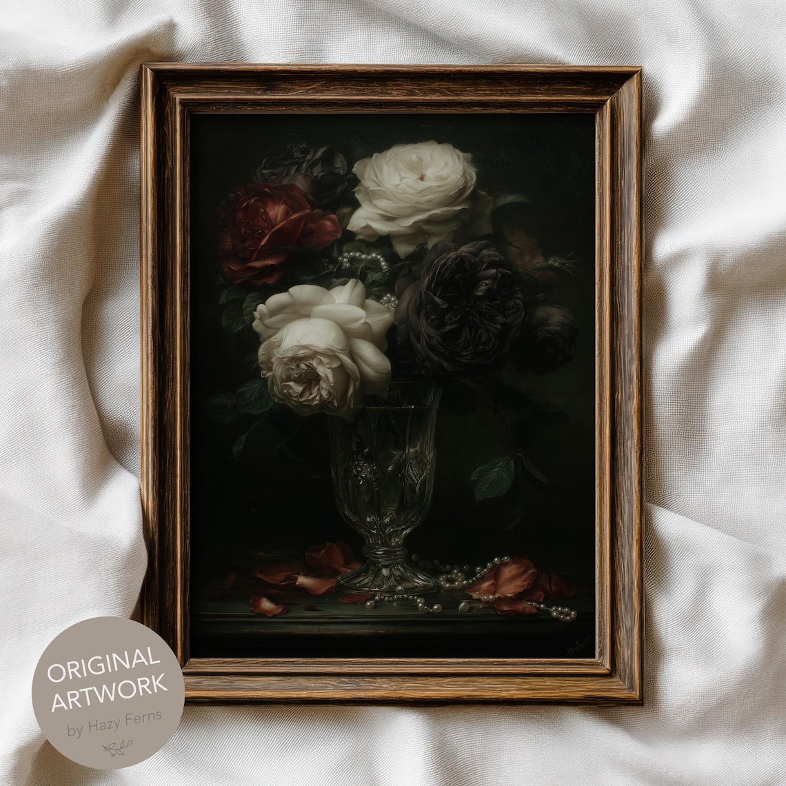 Roses In Black And Crimson Gothic Still Life Art Print