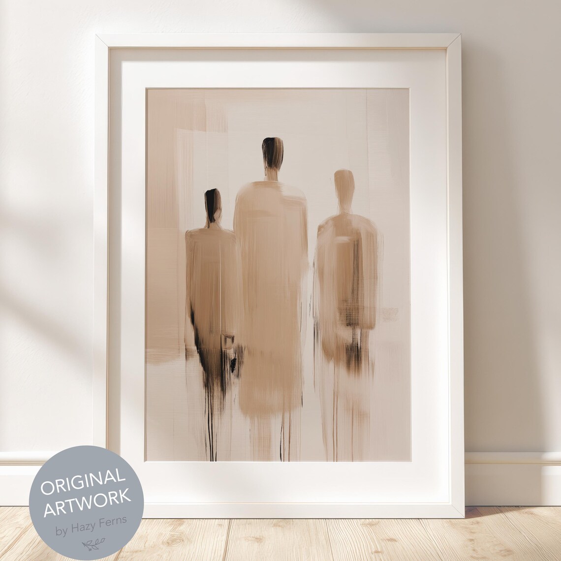 Abstract Figures Print Beige Boho Minimalist Wall Art