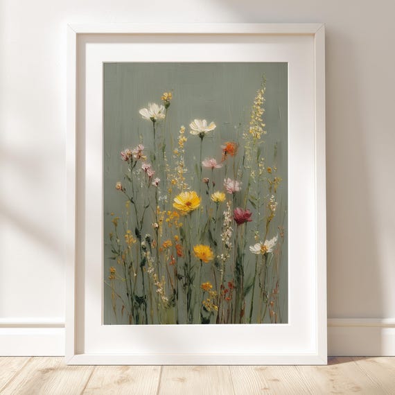 Wildflowers In The Breeze Botanical Field Painting