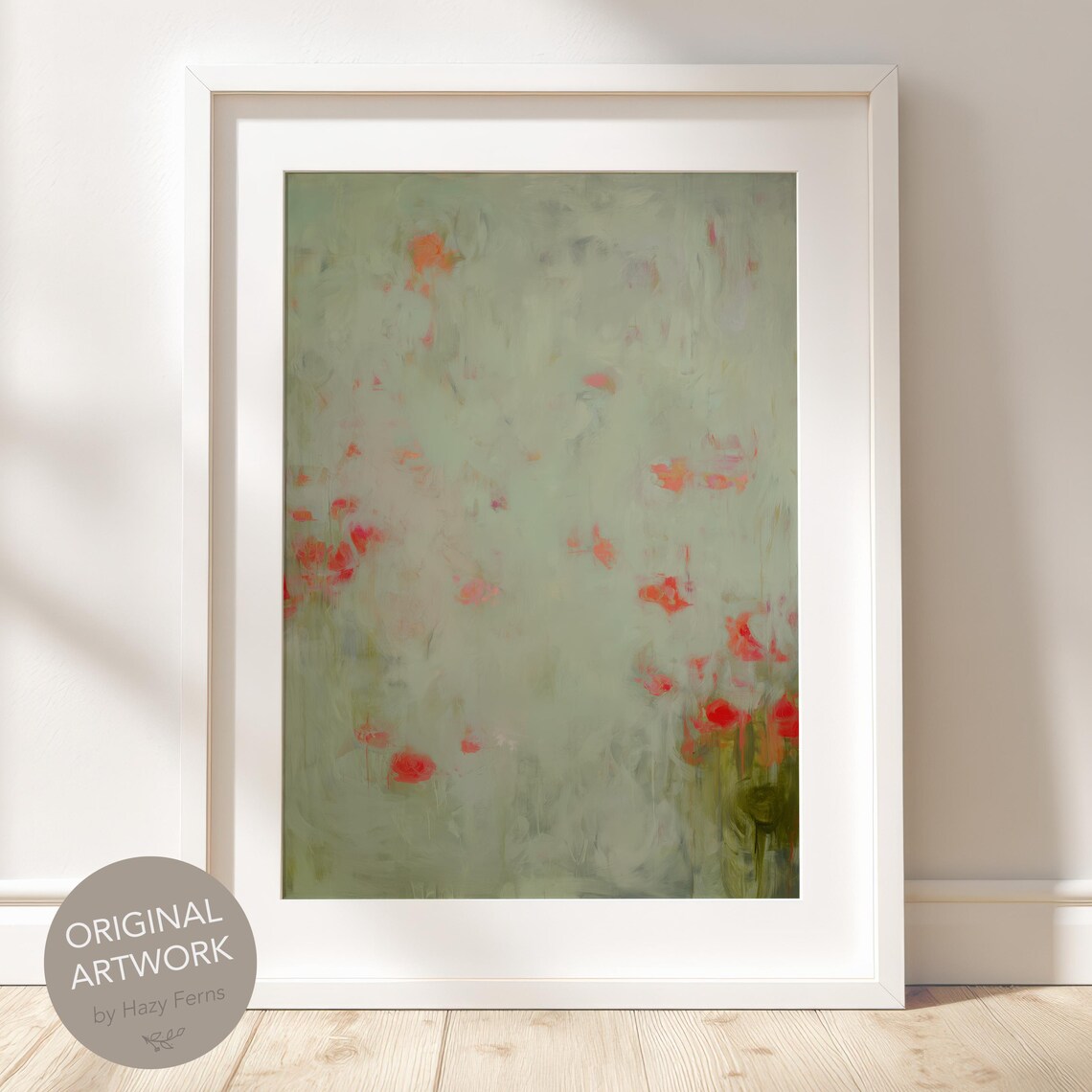 Poppy Field Abstract Print Textured Floral Wall Art