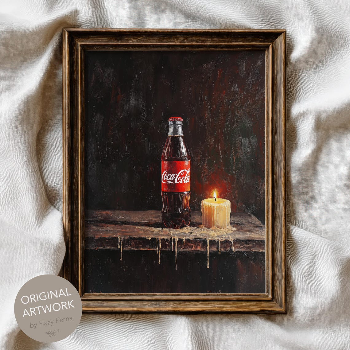 Coca Cola Bottle Candle Gothic Still Life Vintage Style Poster