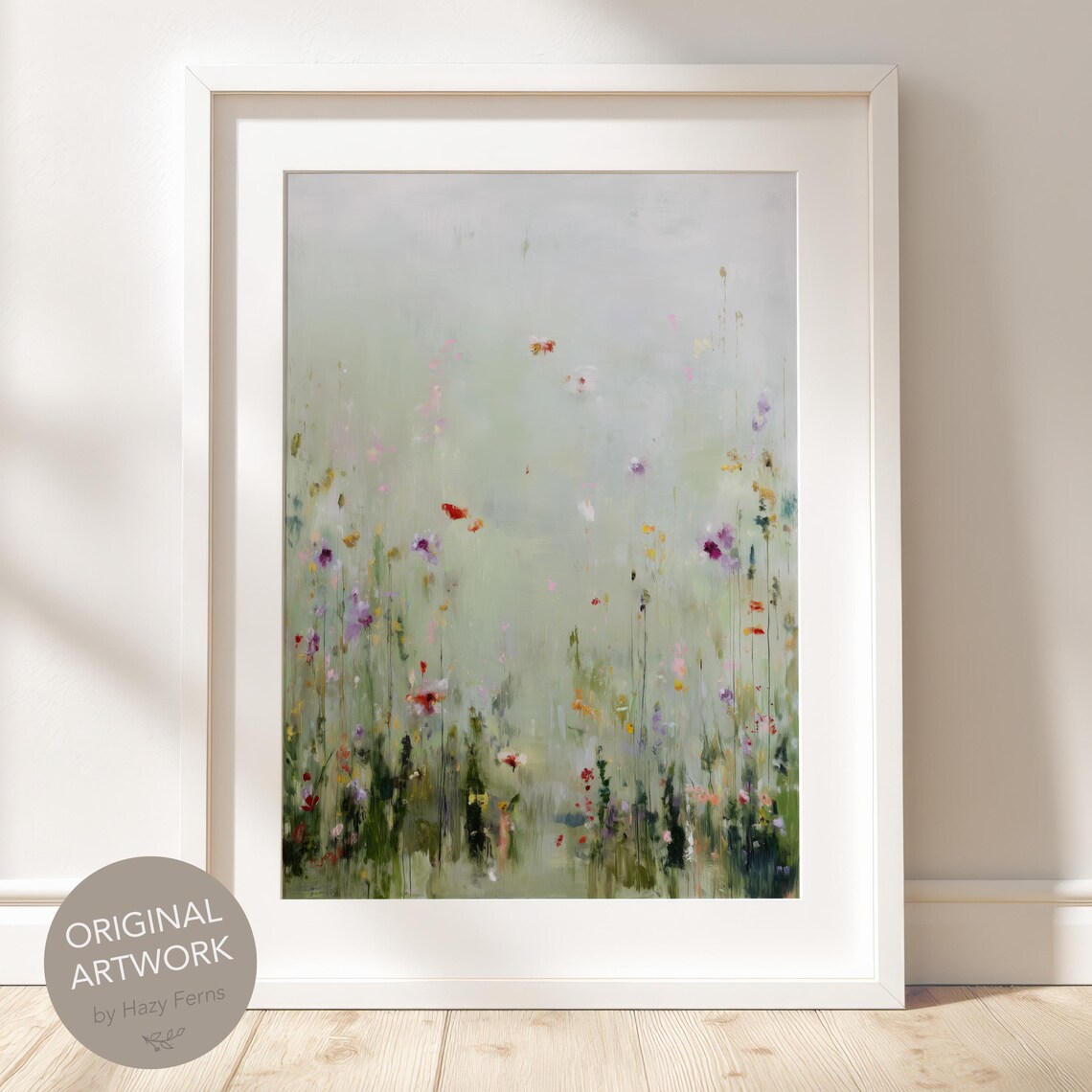 Neutral Field Flower Print Ethereal Abstract Wall Art