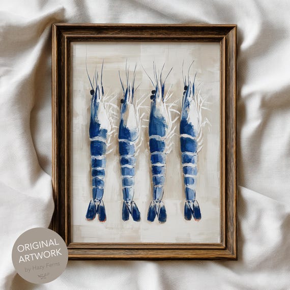 Shrimp Still Life Vintage Coastal Kitchen Poster