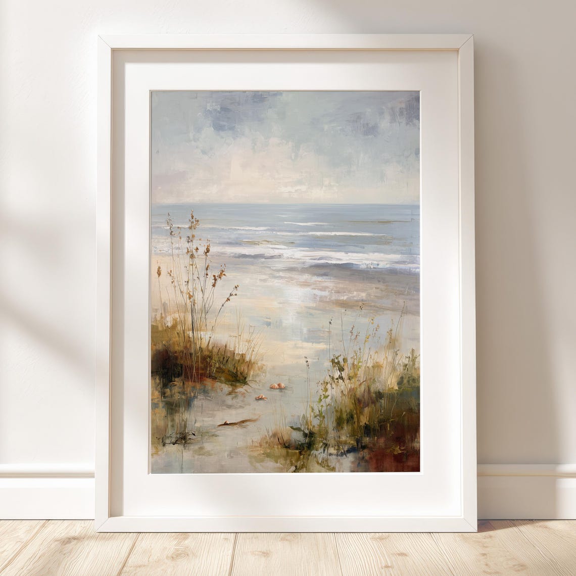 Calm Seaside Morning Print With Soft Impressionist Coastal Painting