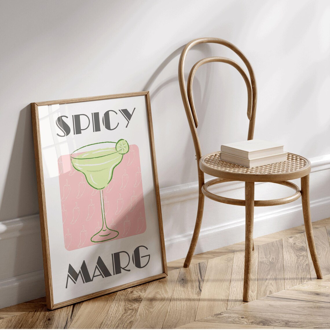 Spicy Marg Margarita Retro Chili Cocktail Bar Cart Art Poster - Image 3