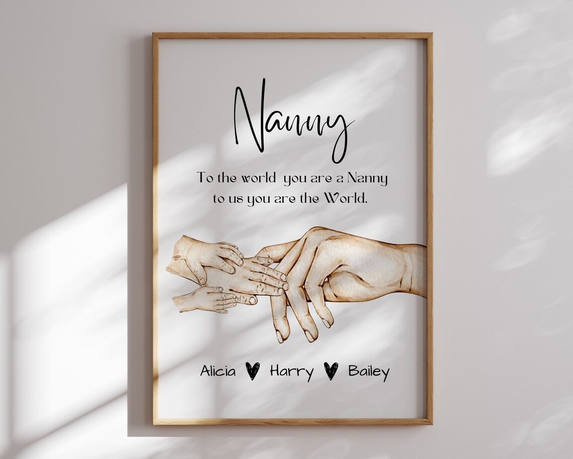 Nanny Grandma Custom Hand Print Christmas Gift Print - Image 3