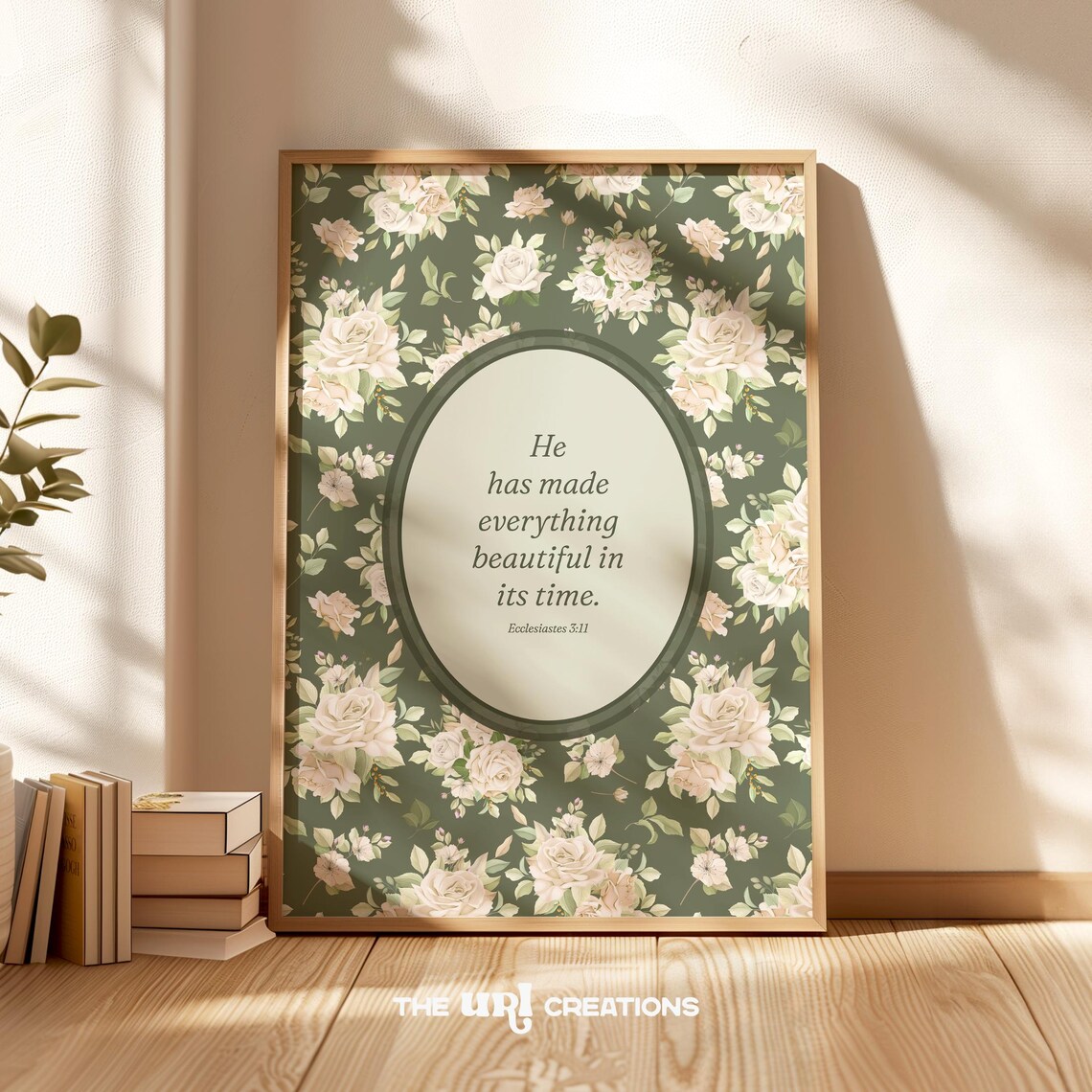 Sage Green Christian Scripture Poster, Vintage Floral - Image 4