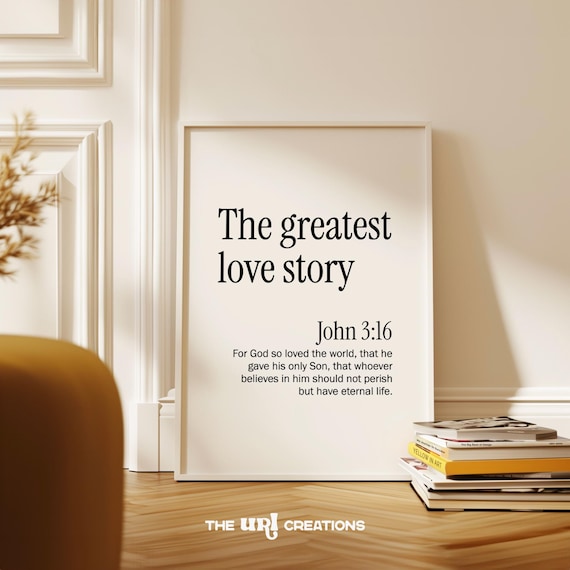 Minimalist Christian Wall Art Bible Verse Poster Room Decor Modern Scripture John 316 Prints