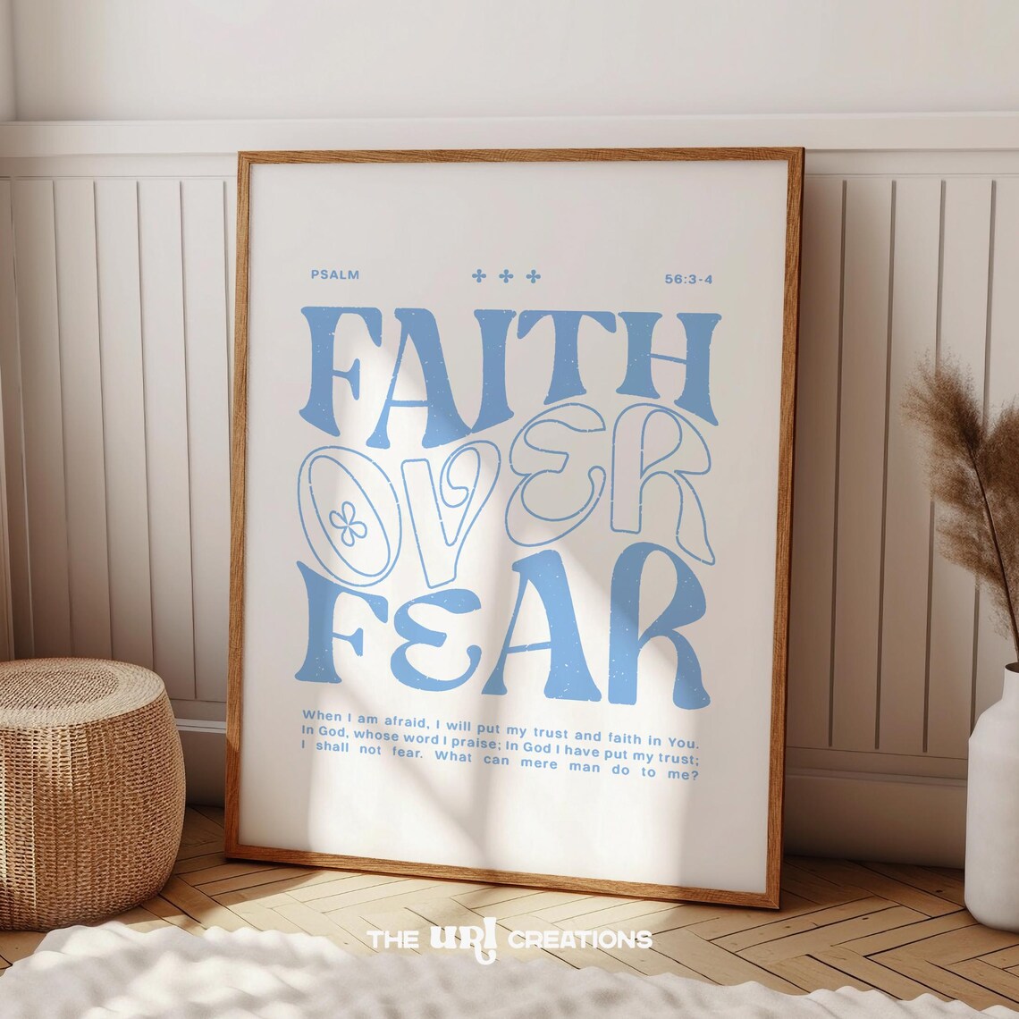 Faith Over Fear Bold Retro Blue Typography Christian Quote Psalm Poster - Image 2