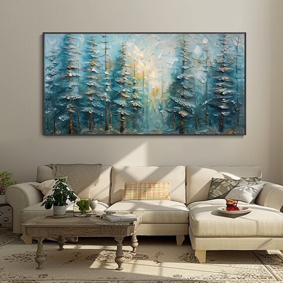 Modern Art Oil Painting Quiet Nature Landscape Morning Glory Forest Art Tree Sunshine Painting Knife Painting Indoor Decor Gift For Friend