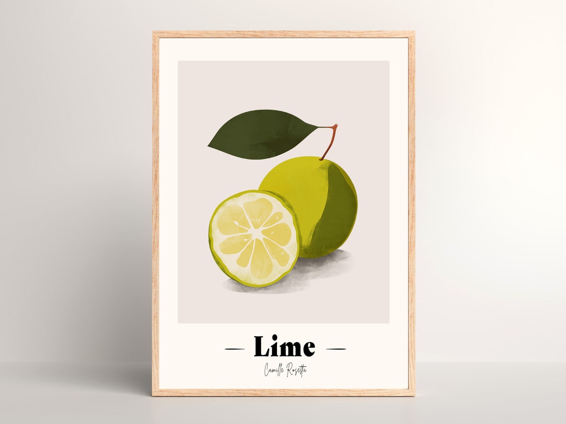 Minimalist Lime Fruit Illustration for Modern Kitchen Wall Art