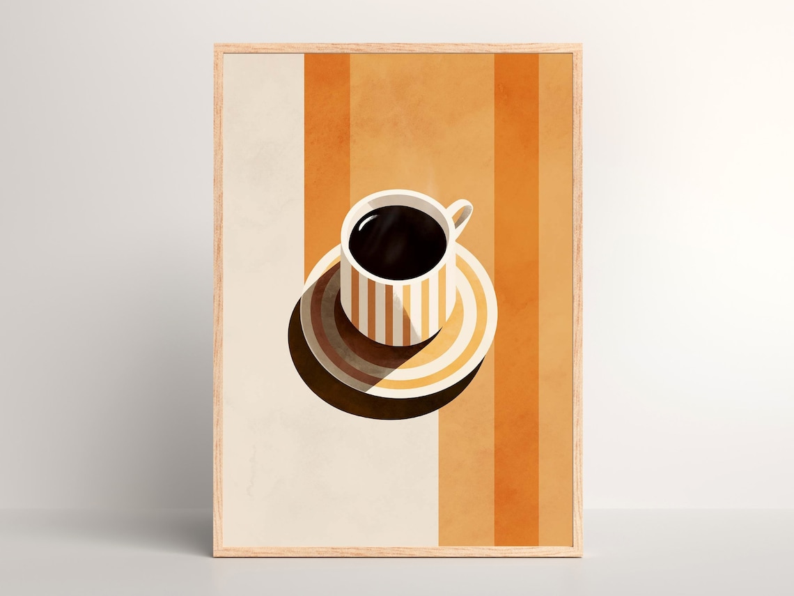 Vintage Coffee Minimalist Poster, Mid-Century Boho