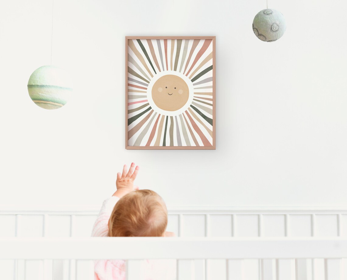 Boho Sun Nursery Art Print, Neutral Pastel Decor - Image 3