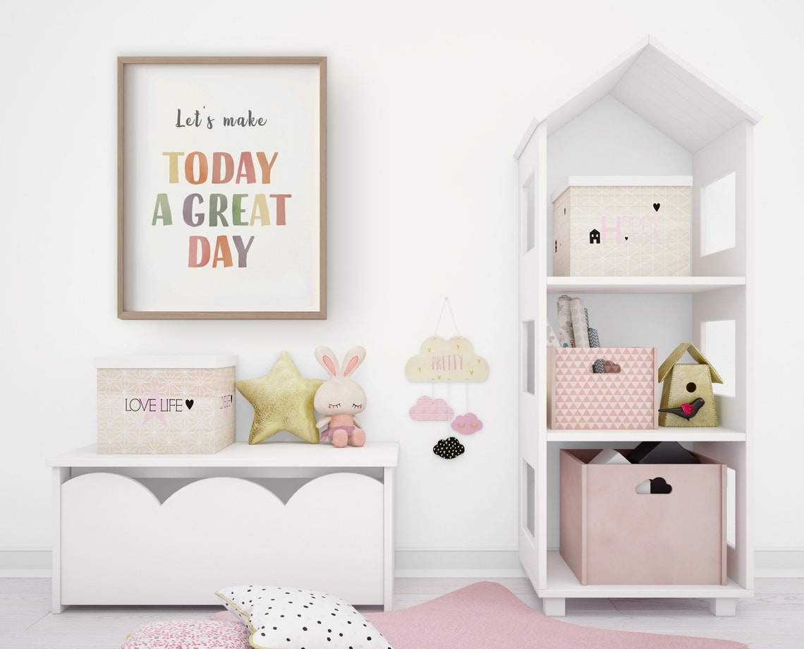 Let's Make Today a Great Day Rainbow Playroom Quote Wall Poster - Image 3