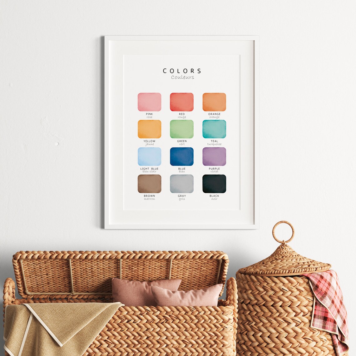 Bilingual French Learning Poster, Classroom Wall Art Print - Image 2