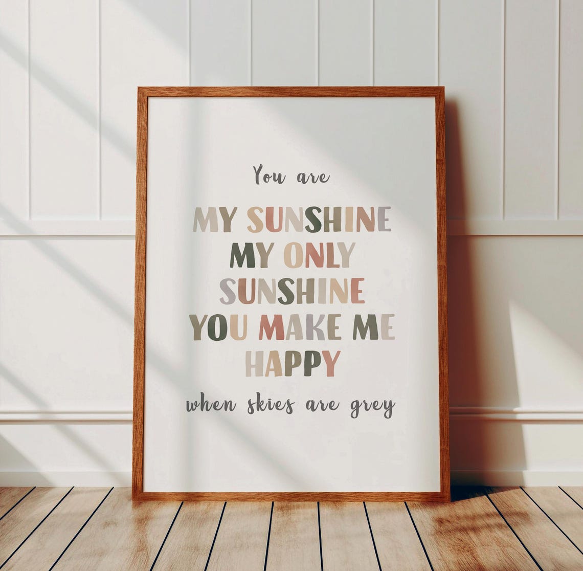 You Are My Sunshine Song Lyric Boho Nursery Affirmation Poster - Image 3