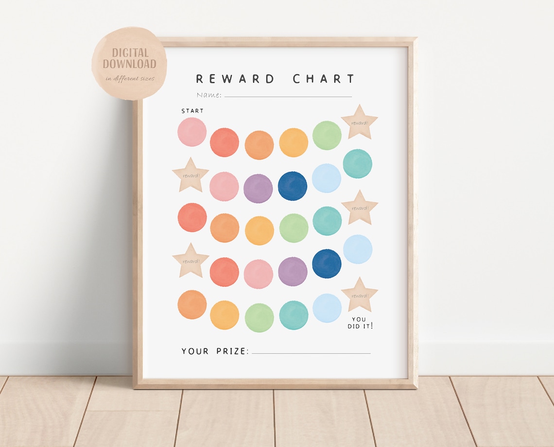 Rainbow Reward Chart, Toddler Routine Art Print - Image 2