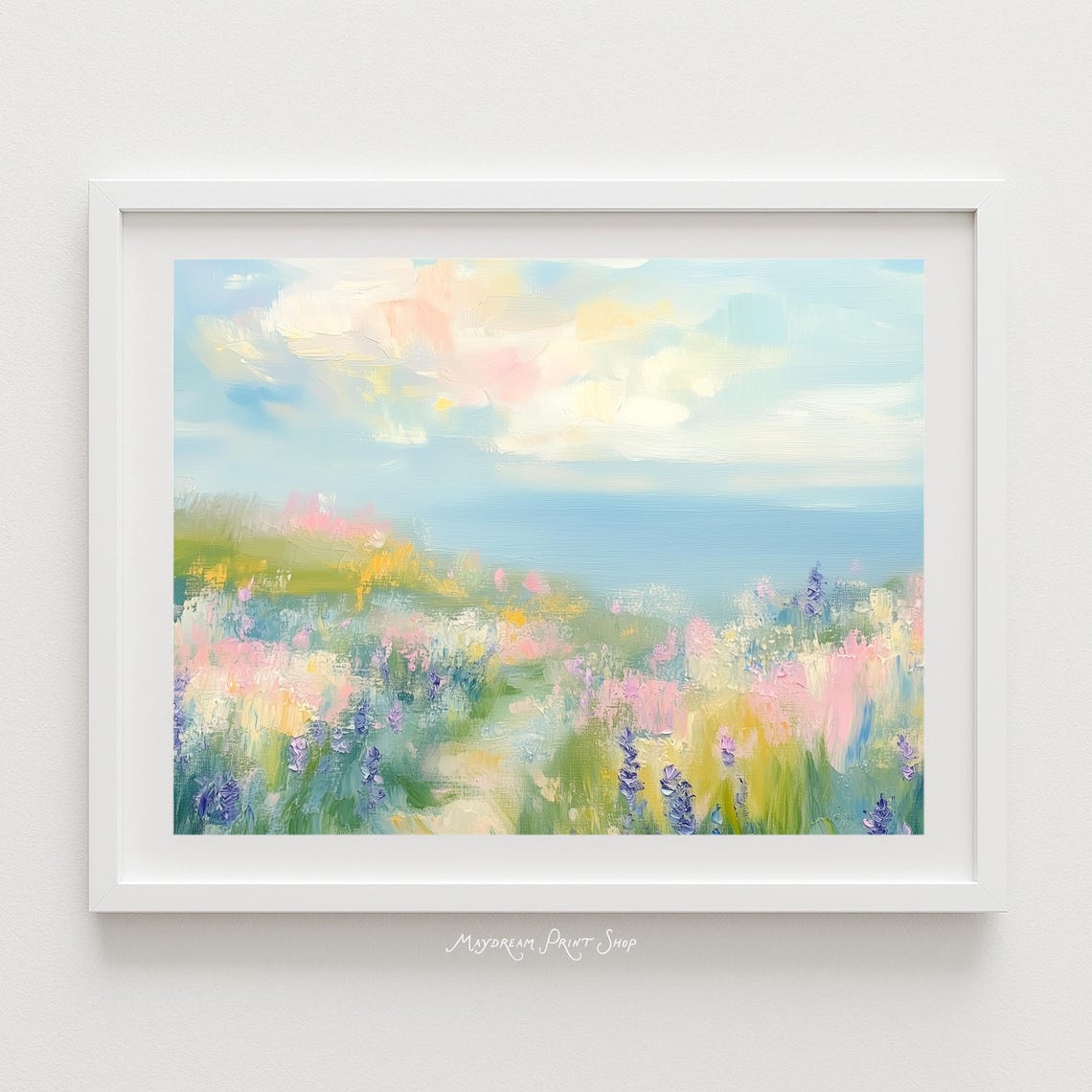 Abstract Floral Seascape Wildflower Meadow Pastel Art Poster