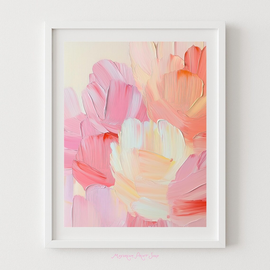 Abstract Petals Pastel Impasto Style Poster