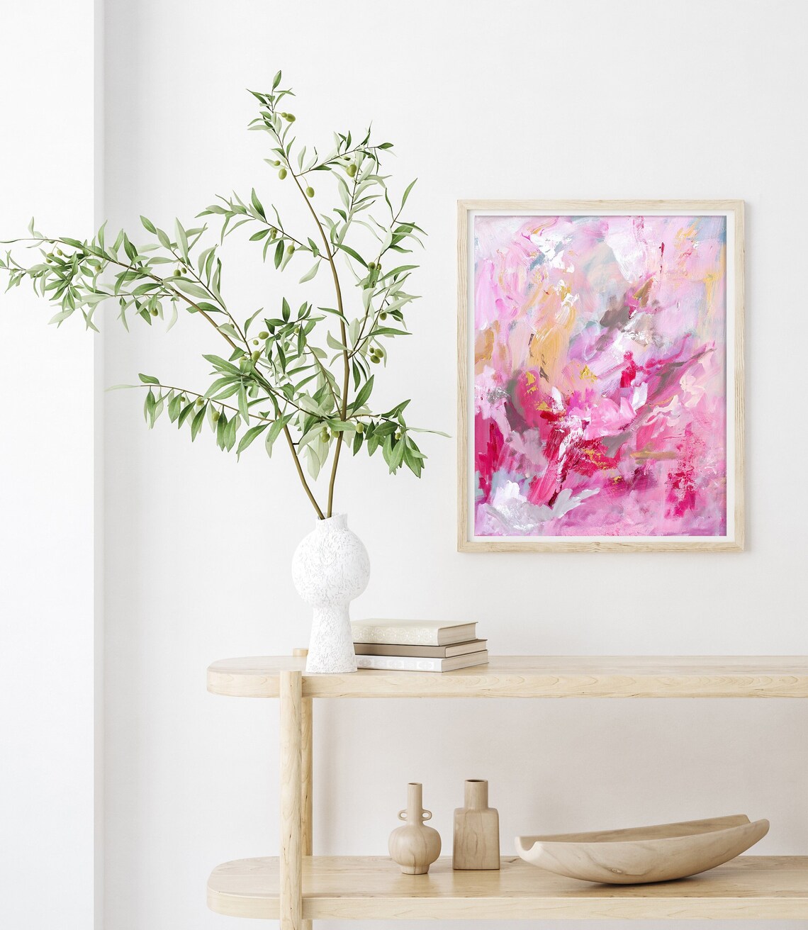 Pink Abstract Painting by Katie Jobling Art Print