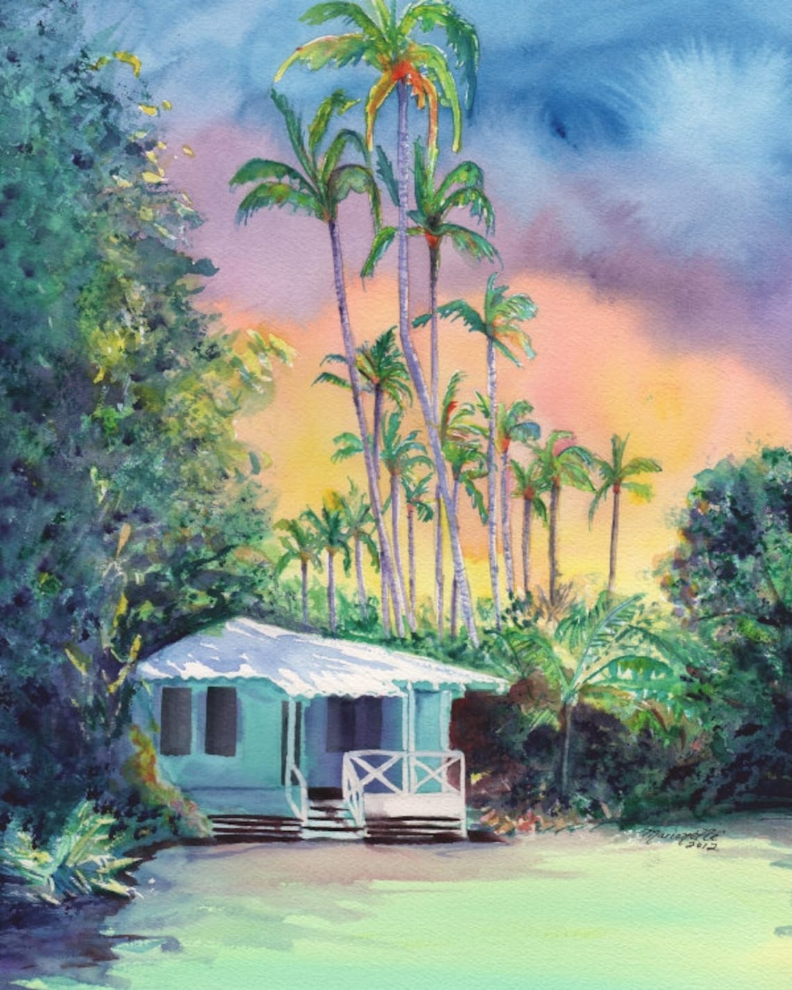 Kauai Plantation Cottage, Hawaii Landscape Art Print