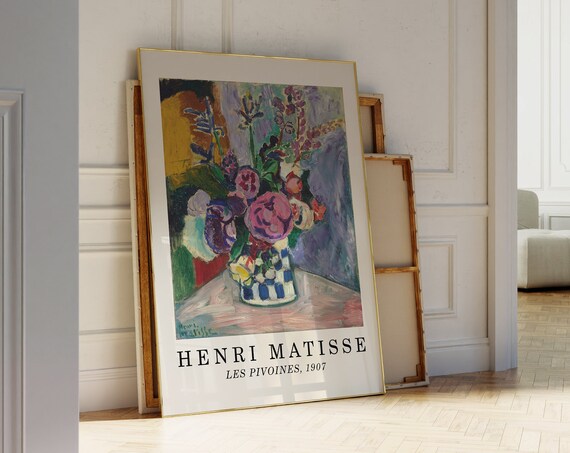 Henri Matisse Print Museum Exhibition Gallery Wall Art Trendy Poster Aesthetic Wall Decor Eclectic Artwork Famous Artist Painting Pivoines