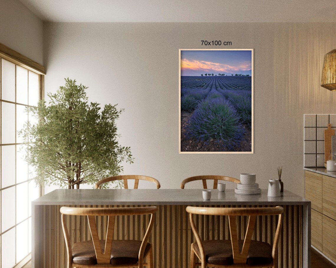 Provence Lavender Field Evening Rows Purple Sunset France Poster - Image 3