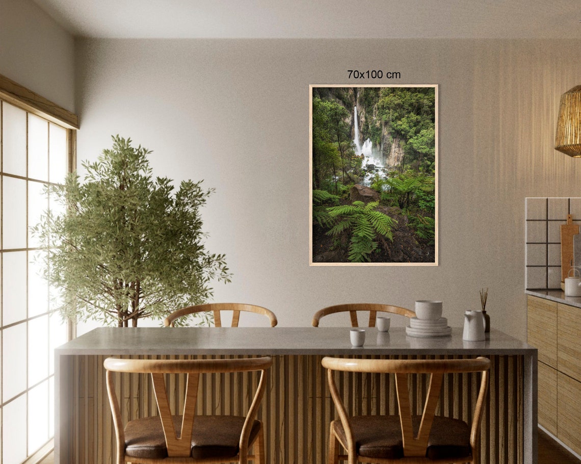 Towering Rainforest Waterfall With Lush Ferns And Green Jungle Poster - Image 3