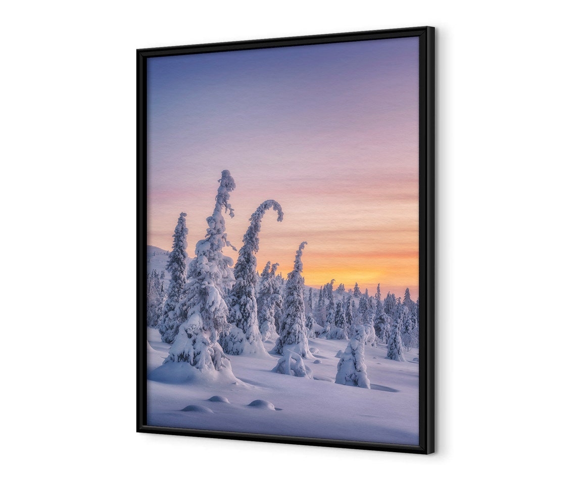 Lapland Winter Snow Covered Pines Pink Sunset Arctic Sky Poster - Image 4