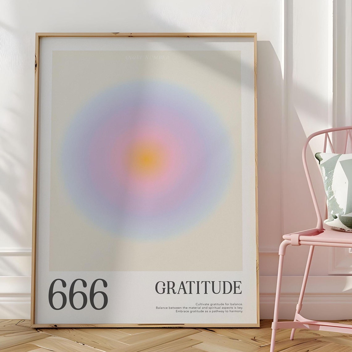 666 Gratitude Angel Number Aura Gradient Spiritual Minimalist Poster