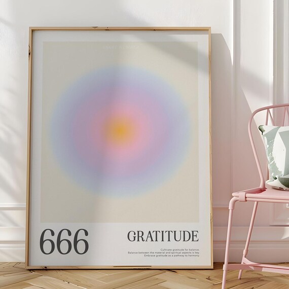 666 Gratitude Angel Number Aura Gradient Spiritual Minimalist Poster