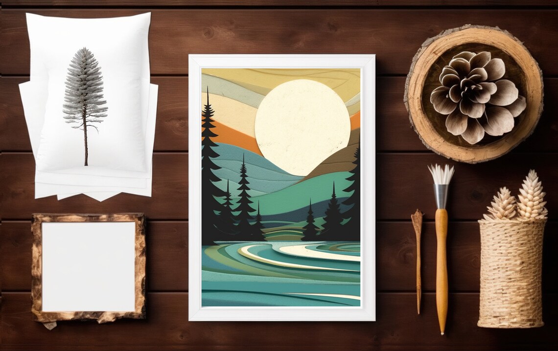 Temperance River Vintage Travel Poster, Rustic Cabin Decor - Image 2