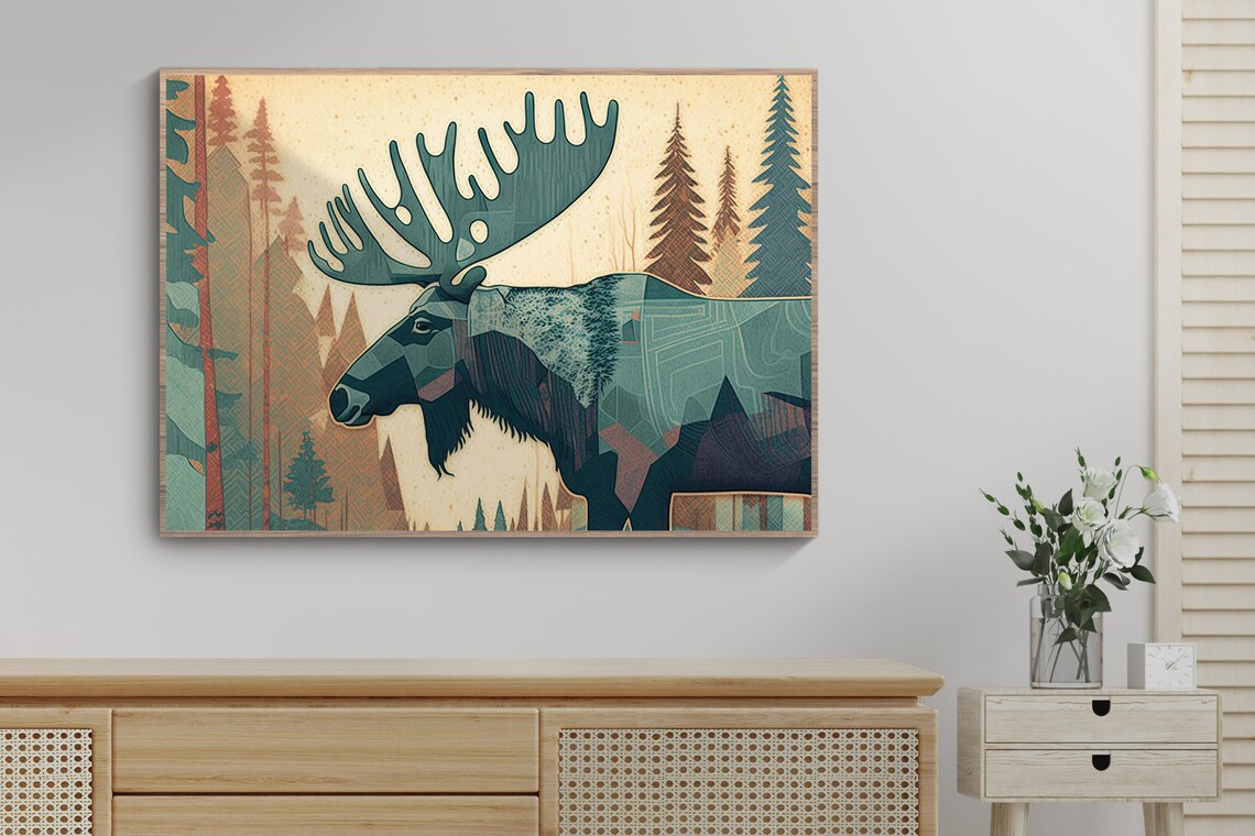 Vintage Moose Art Print, Rustic Cabin Decor - Image 2