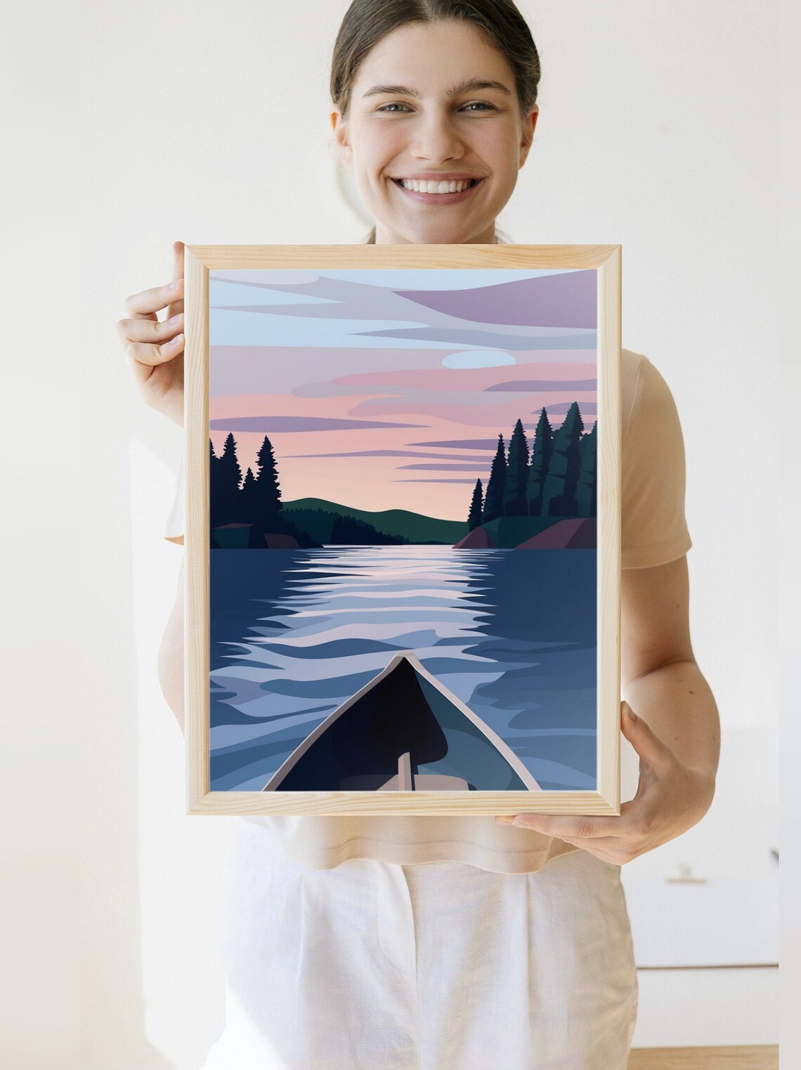 Canoe Art Minnesota Travel Print, Lake House Decor