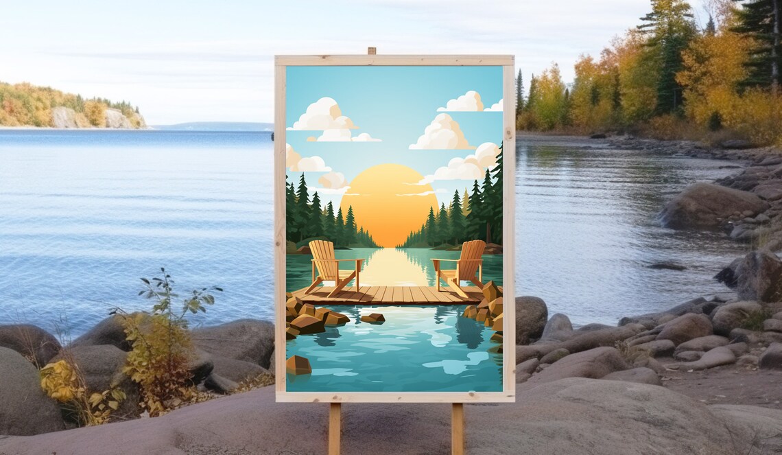 Sunny Day Adirondack Chairs, Rustic Cabin Poster - Image 4