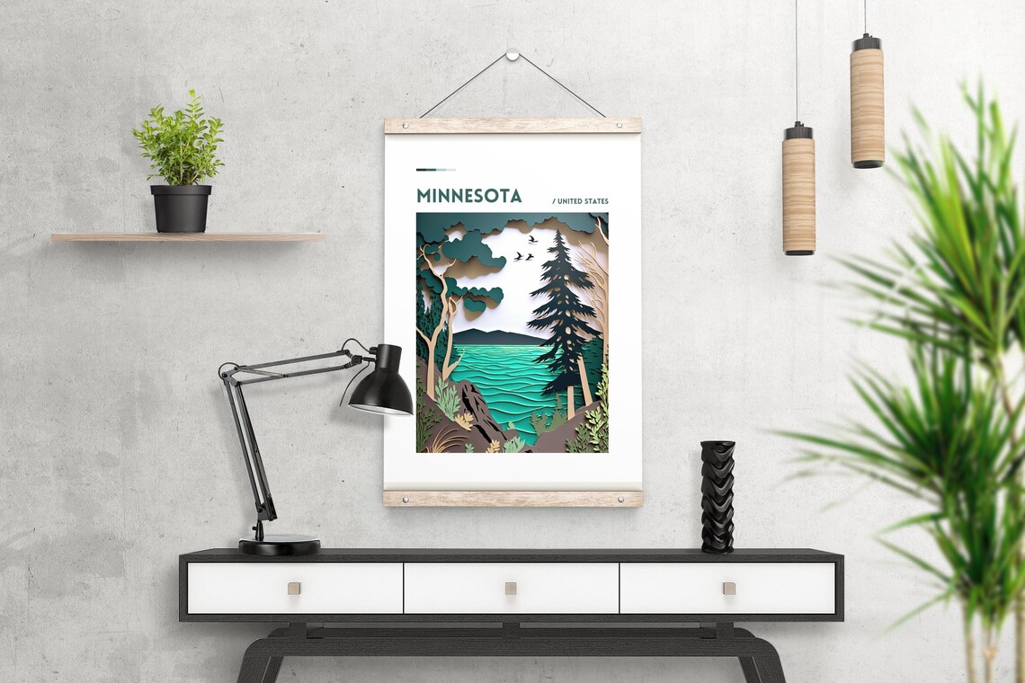 Minnesota Travel Poster, Up North Cabin Art - Image 2