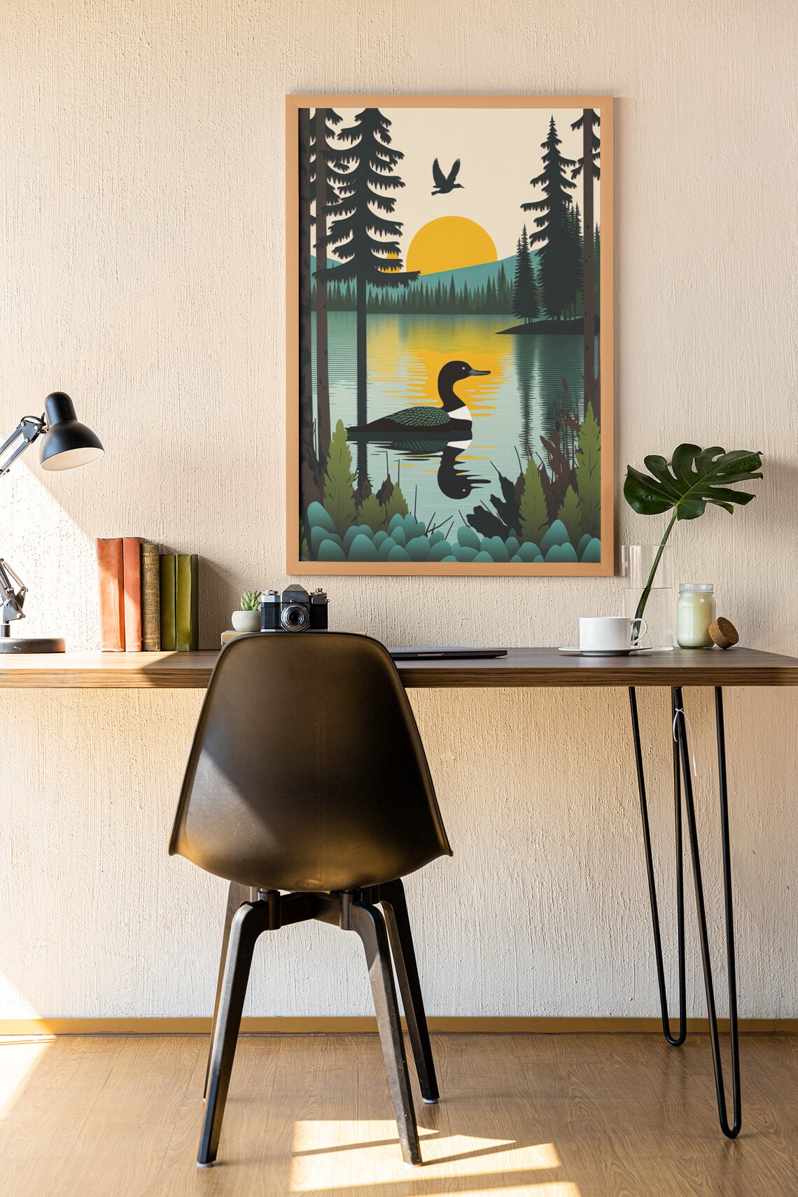 Vintage Loon Nature Lake House Wall Art Print - Image 4