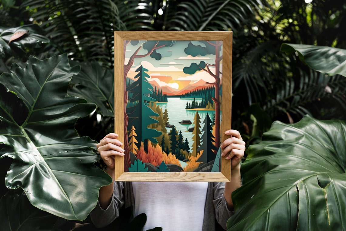 Great Smoky Mountains Sunset Layered Paper Art Mountain Decor Print - Image 3