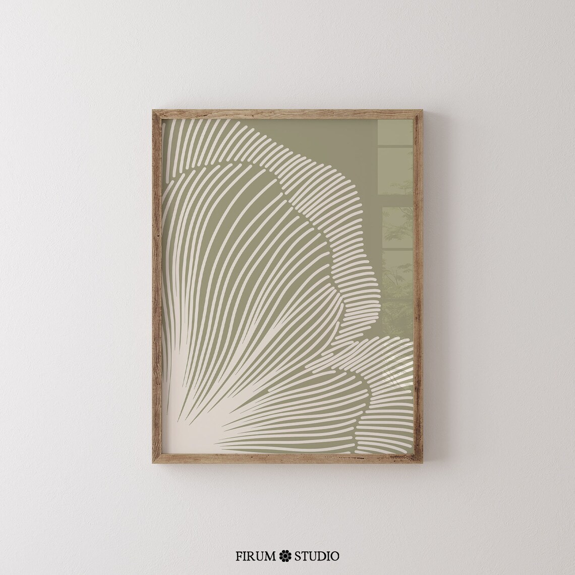 Minimal Lines Sage Green Abstract Floral Art Print