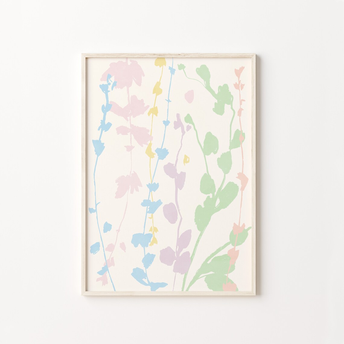 Pastel Wildflower Vines Watercolor Danish Soft Bedroom Wall Poster