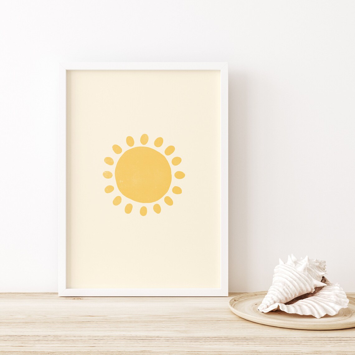 Boho Sun Print, Pastel Yellow Minimalist Art