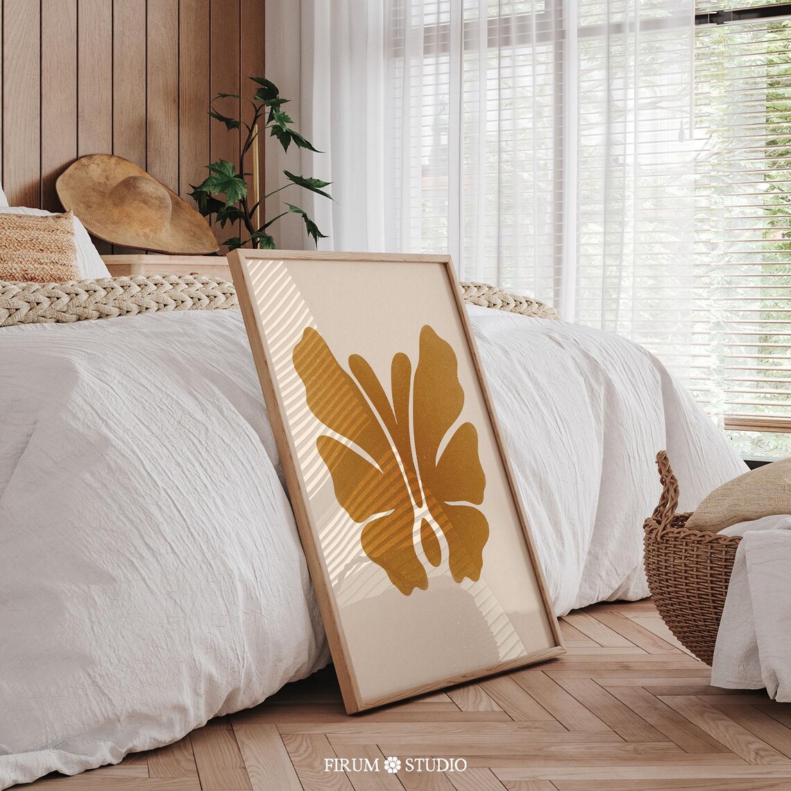 Burnt Orange Butterfly Silhouette Abstract Boho Living Room Poster - Image 2