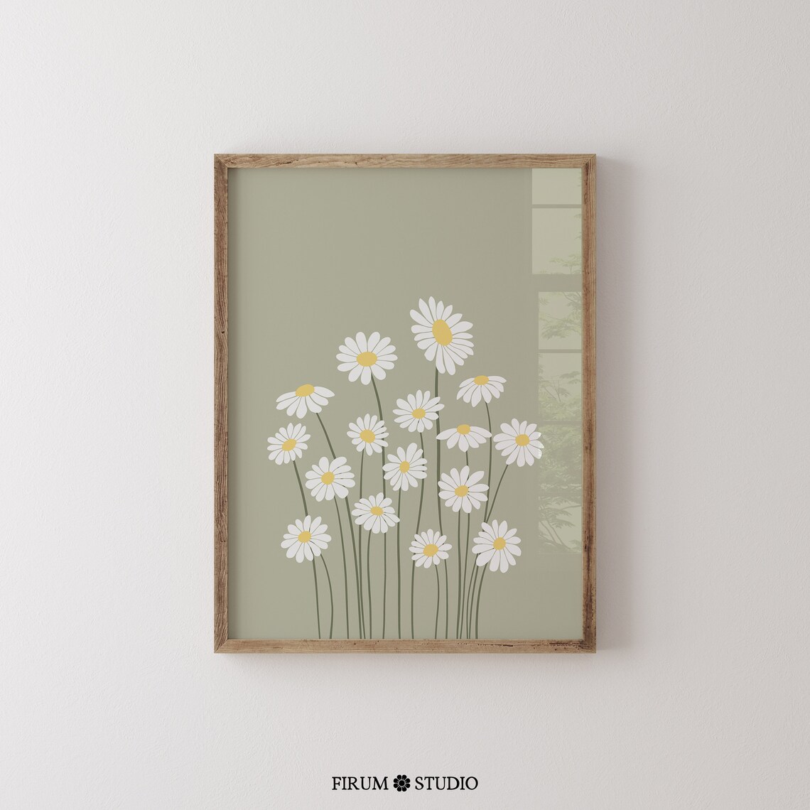 Sage Green Daisies Boho Floral Art Print - Image 2