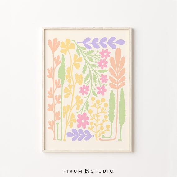 Danish Pastel Wildflower Art Print, Nursery Decor