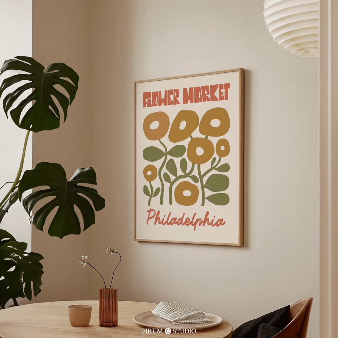 Flower Market Philadelphia Mustard Yellow Bloom Botanical Poster - Image 2