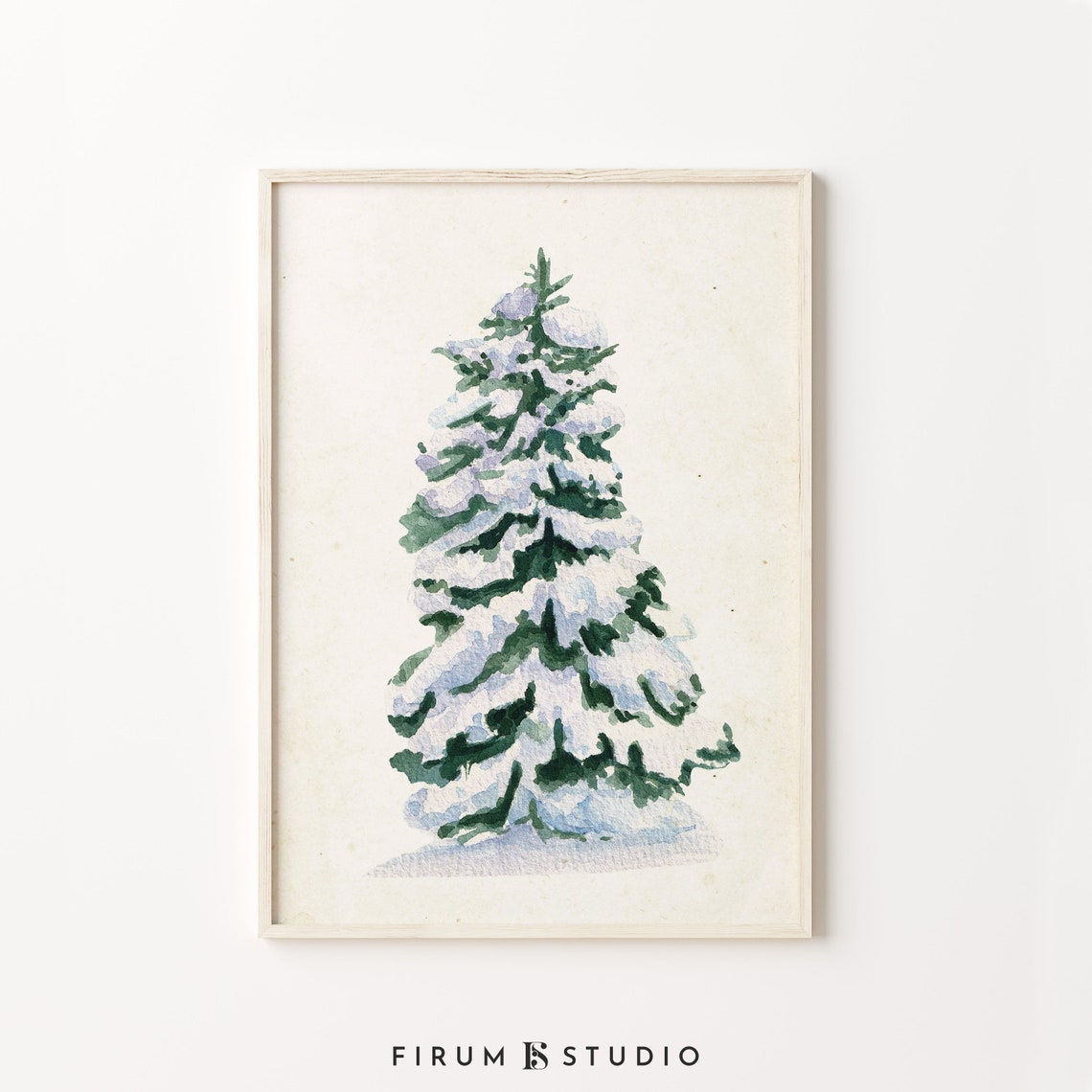 Snowy Pine Tree Watercolor Winter Forest Minimalist Christmas Print - Image 2