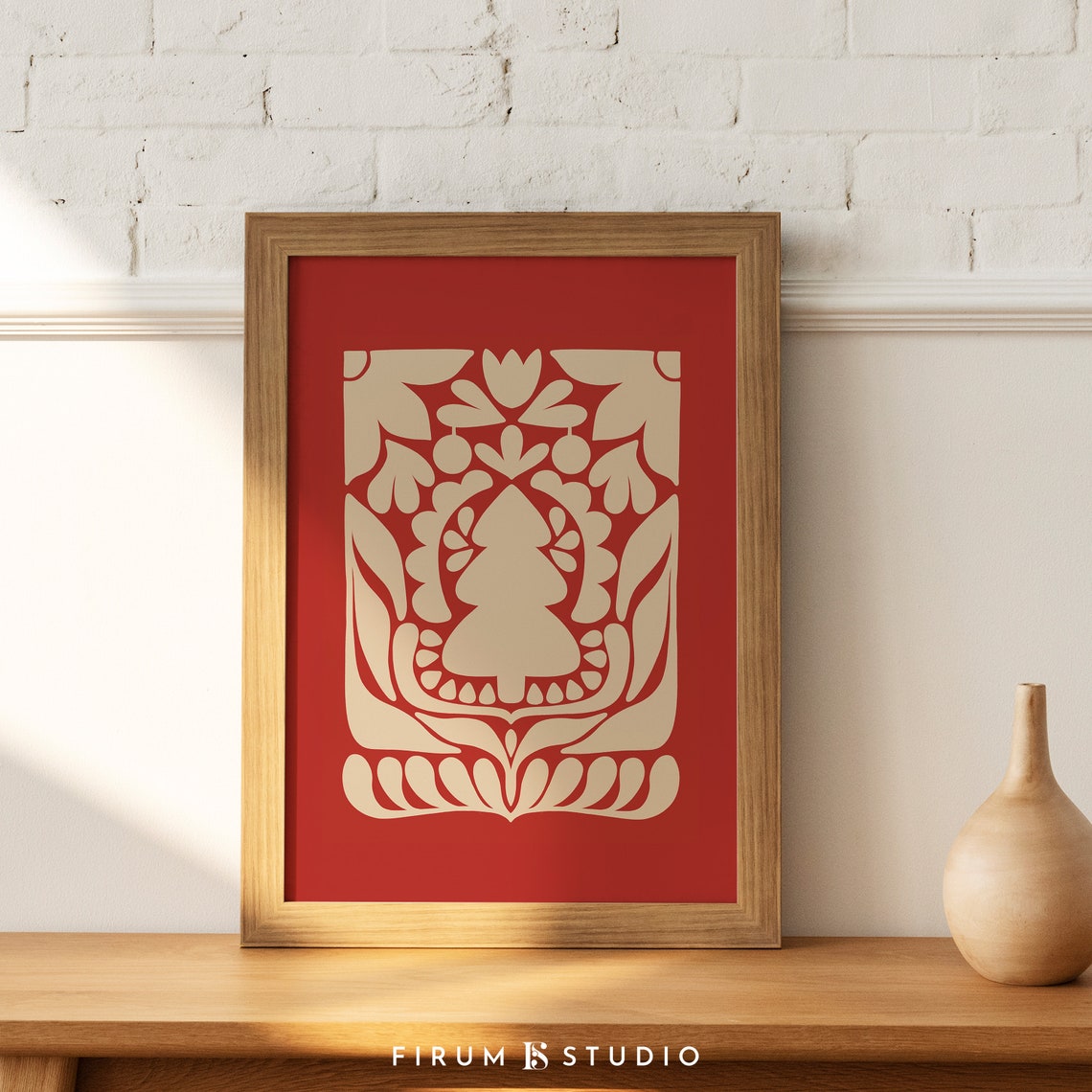 Nordic Christmas Folk Holiday Art Print