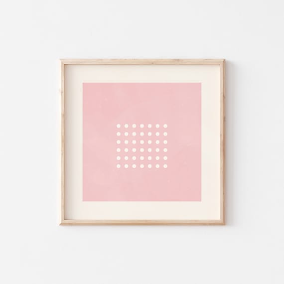 Pastel Pink Wall Art Minimalist Poster Square Art Print Geometric Shapes Mid Century Modern Bauhaus Poster